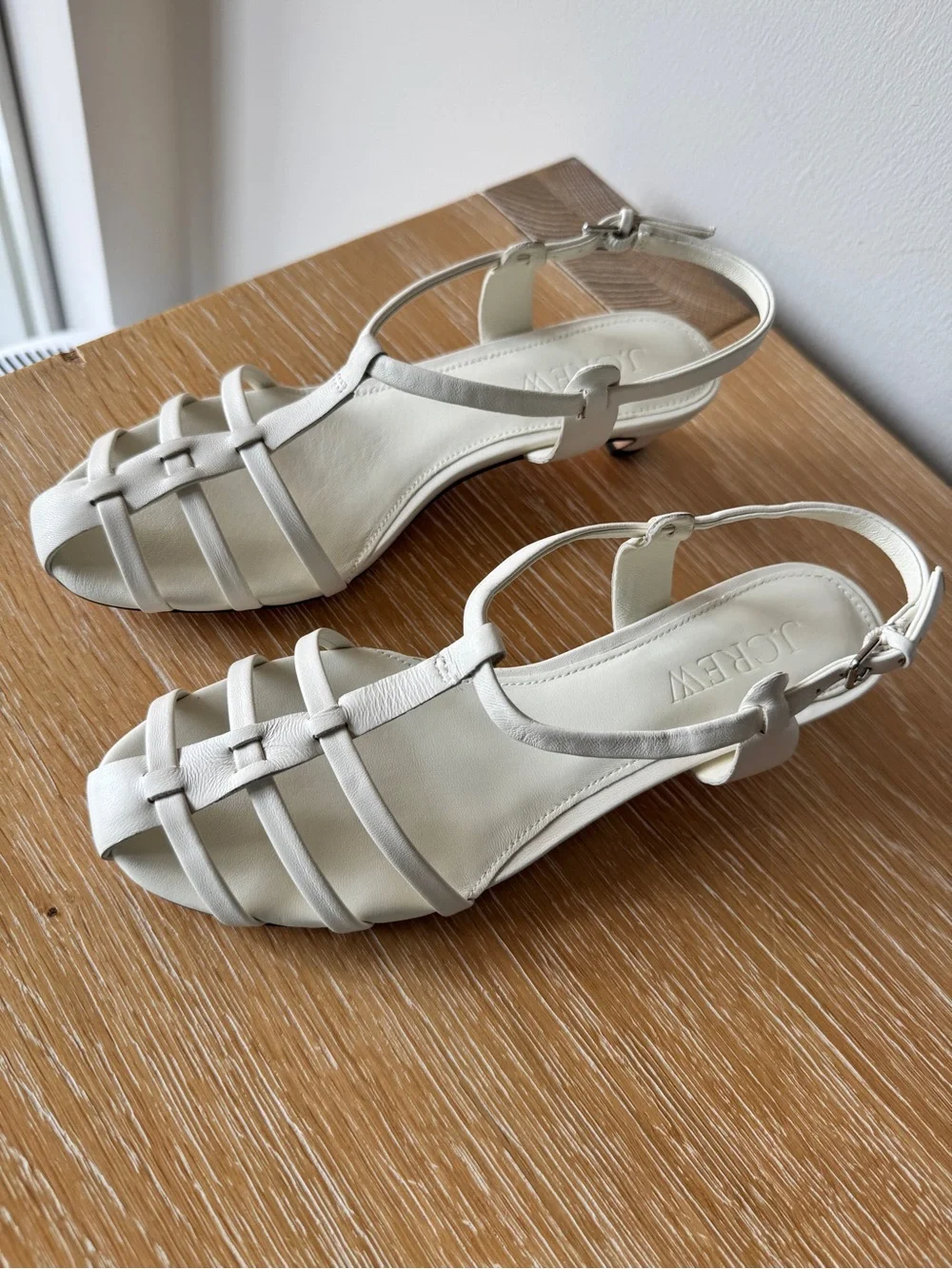 J. CREW Cage-toe kitten heels in leather, Ivory, Size 7 CR925 *with box* - Picture 3 of 15